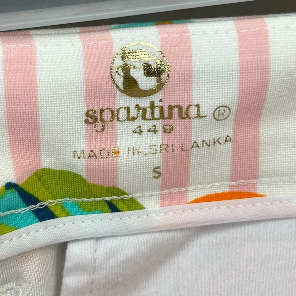 Spartina 449 Bright Floral Fruit Printed Pink White Stripe Short Vacation Preppy - Picture 5 of 12